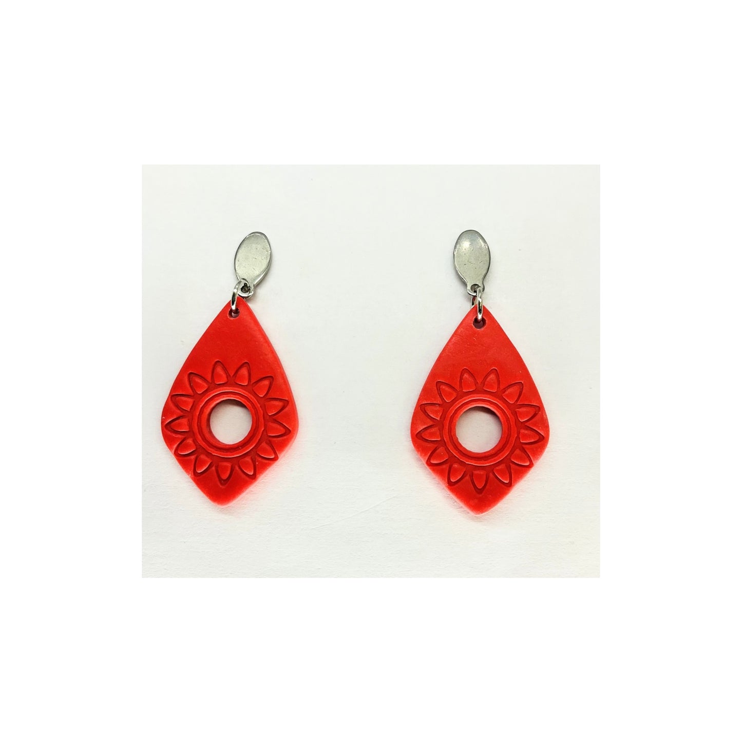 Southwest Sunburst Teardrop Dangle with Silver Stud Earrings-Crafting By BB