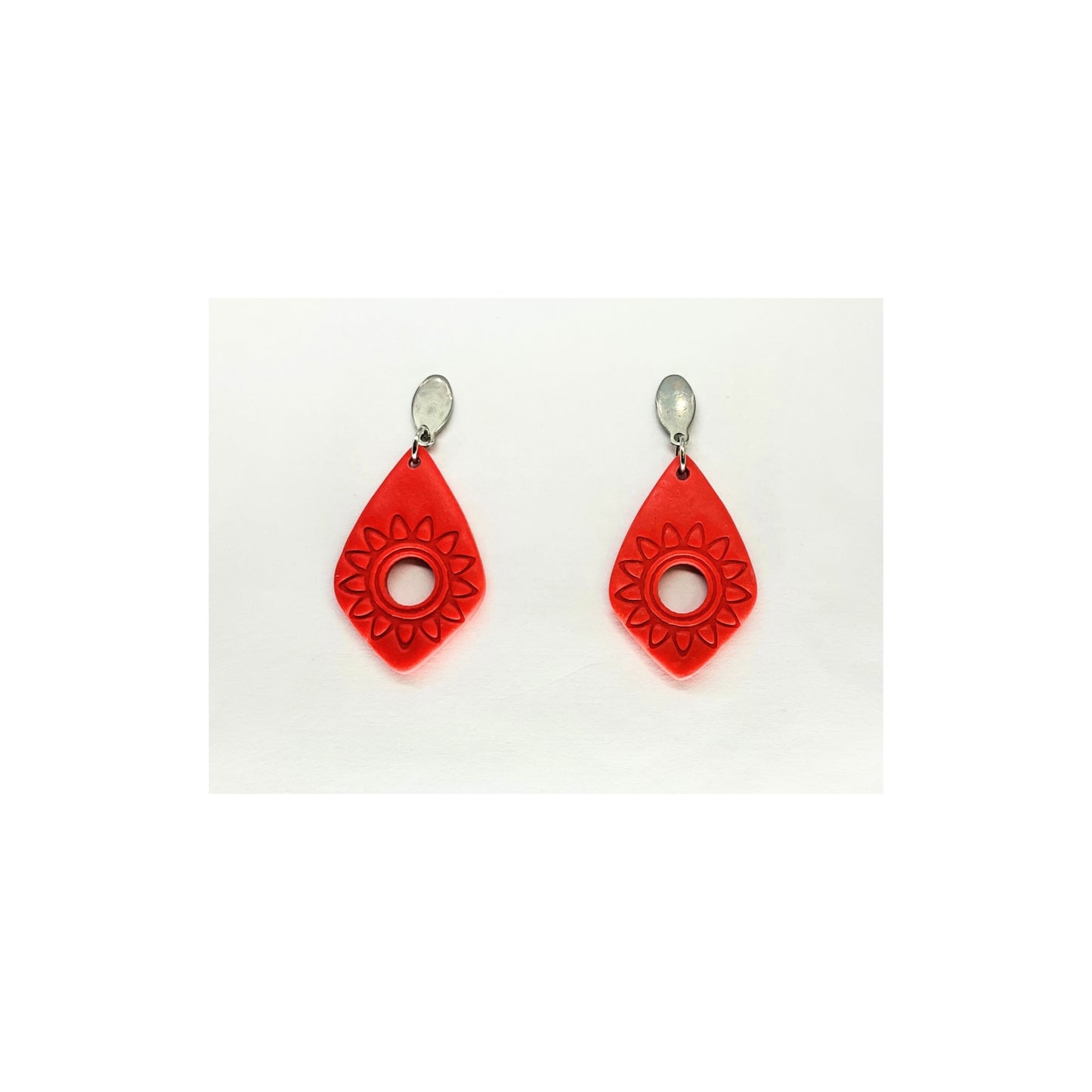Southwest Sunburst Teardrop Dangle with Silver Stud Earrings-Crafting By BB