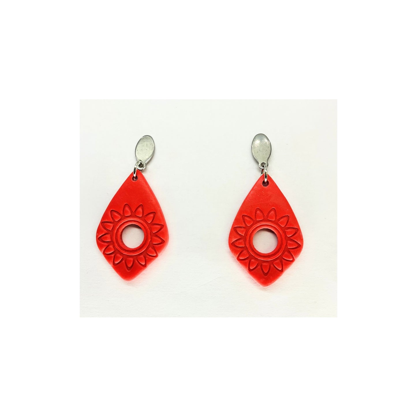 Southwest Sunburst Teardrop Dangle with Silver Stud Earrings-Crafting By BB