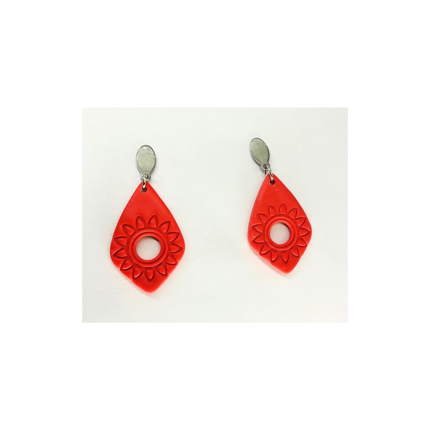Southwest Sunburst Teardrop Dangle with Silver Stud Earrings-Crafting By BB
