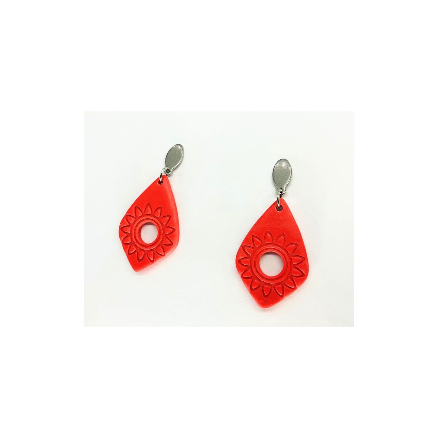 Southwest Sunburst Teardrop Dangle with Silver Stud Earrings-Crafting By BB